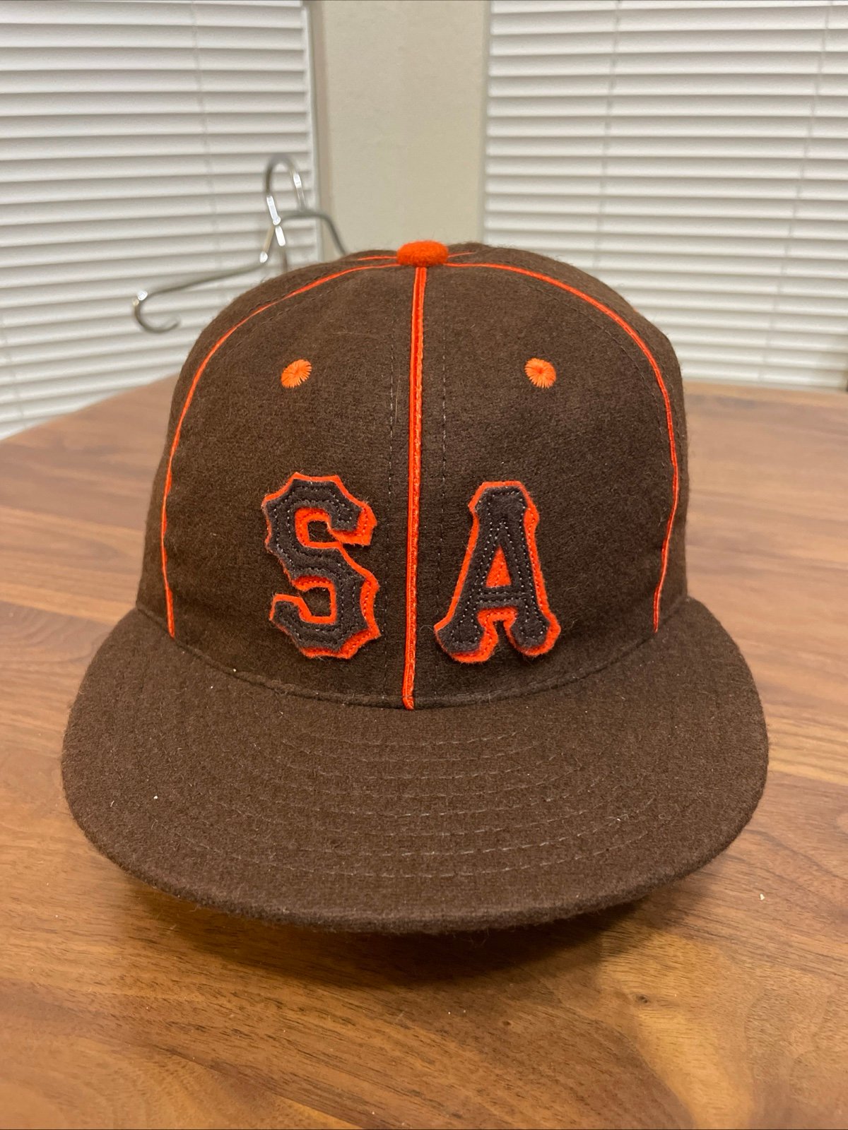 Vintage San Antonio Missions Ebbets Field Flannels Fitted Wool Hat 7 Made In USA