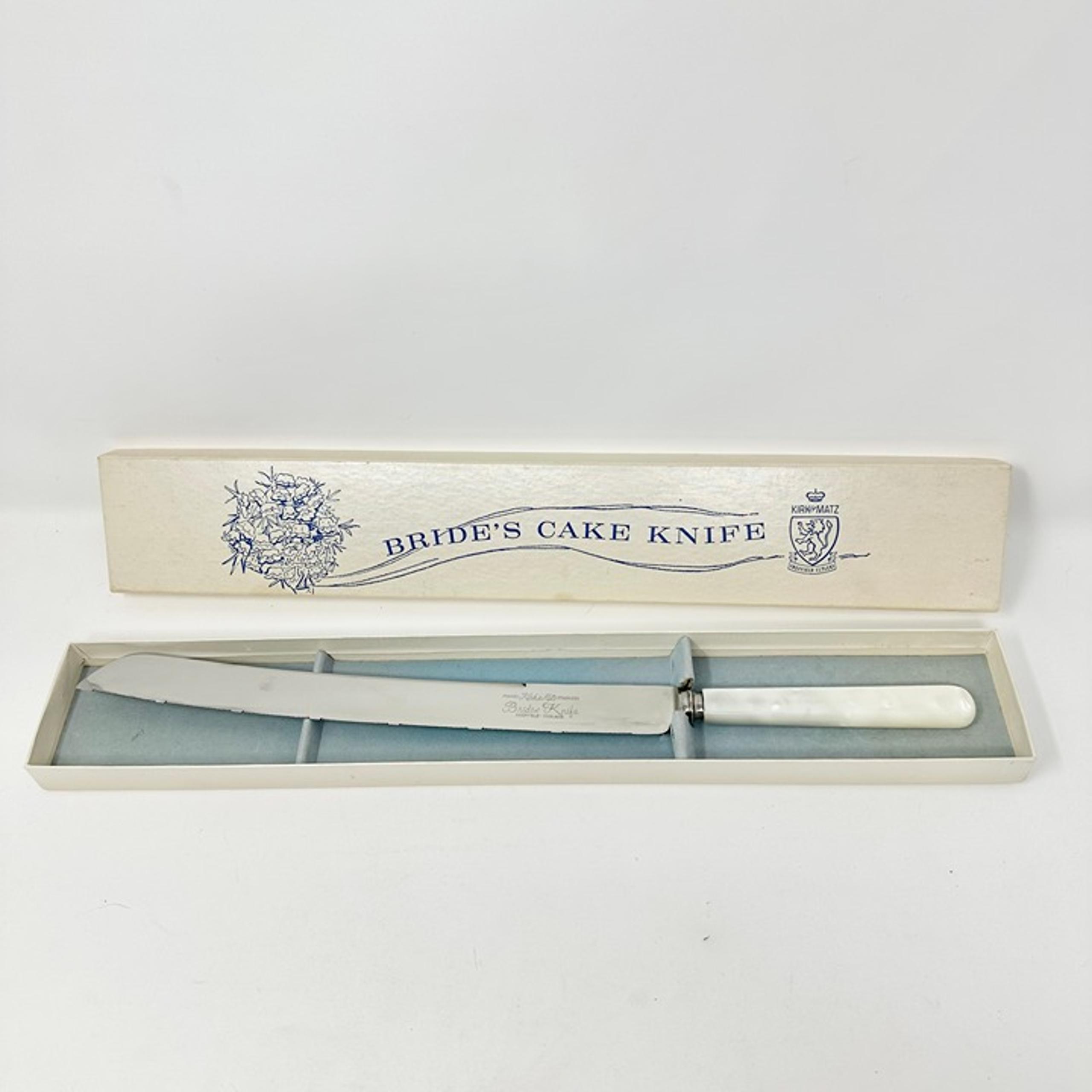 Vintage Pearl Handled Bride’s Cake Knife Sheffield Kirk & Matz Cutlery In Box