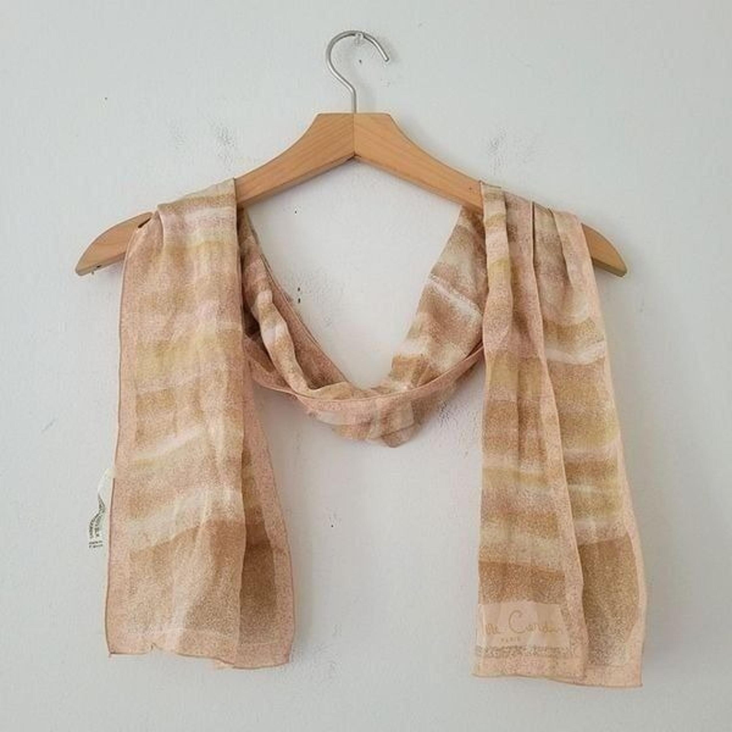 Pierre Cardin 100% Silk Scarf Made in France Beige/Pink
