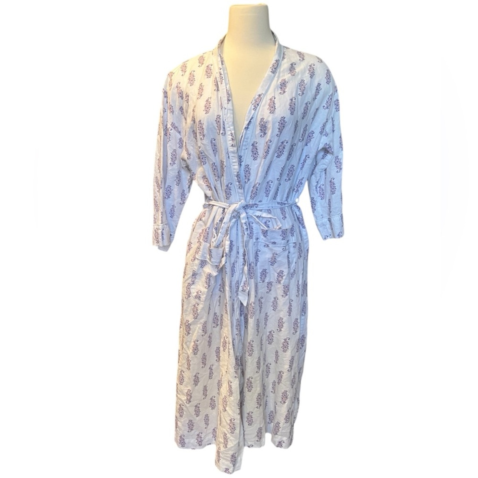 J.Crew linen-cotton blend robe wrap budding branch size S-M cottagecore