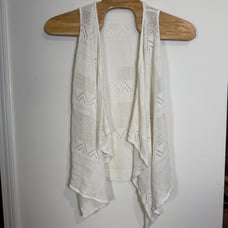 Alice + Olivia White Crochet Linen Sleeveless Cardigan Vest Boho Summer Size S
