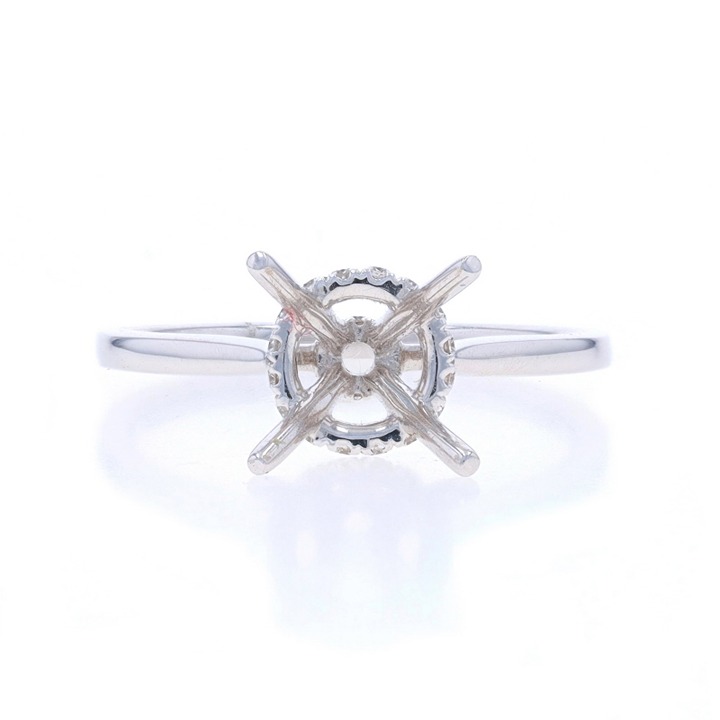 White Gold Diamond Semi-Mount Hidden Halo Engagement Ring