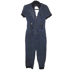 House Of Dereon Denim Capri Romper sz L Jumpsuit Y2K Jeans Denim One Piece