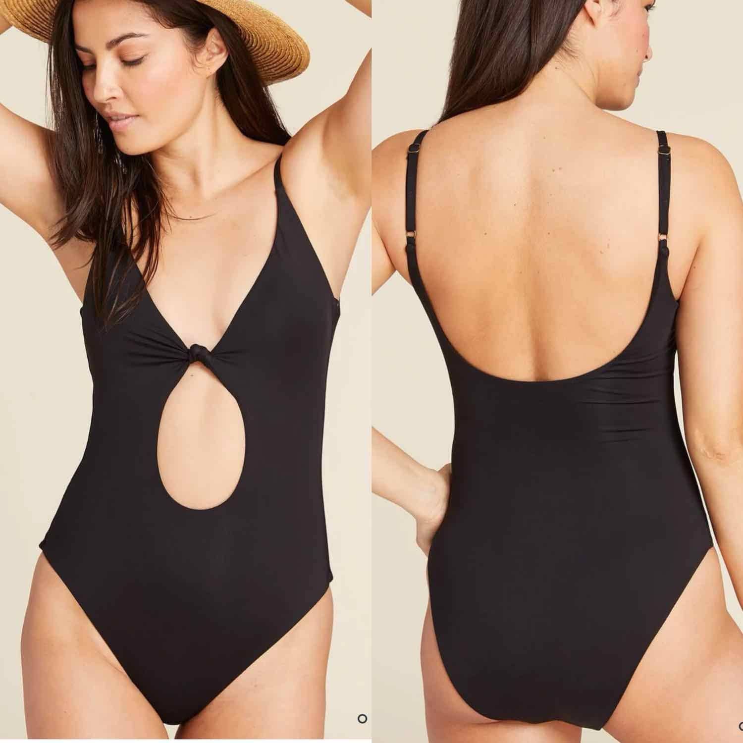 Andie Santorini One Piece Black Swimsuit Size Large Smooth