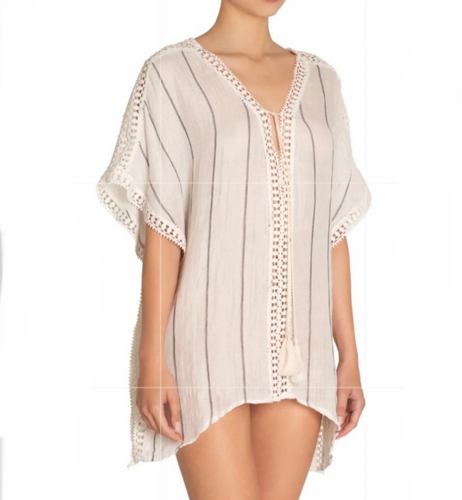 ANTHROPOLOGIE EBERJEY WHITE STRIPE SWIMSUIT COVERUP