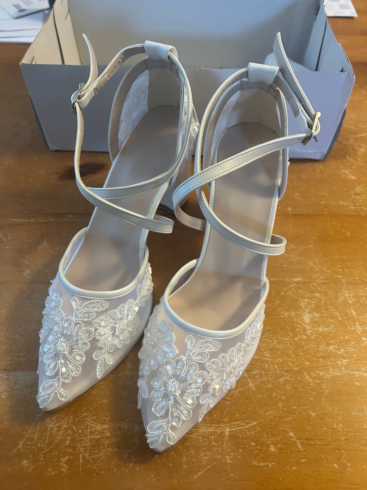 Lace Pearl Embellished Bridal Shoes