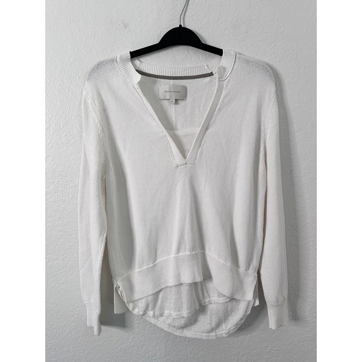 Brochu Walker Women's White Layered V-Neck Sweater Size Large