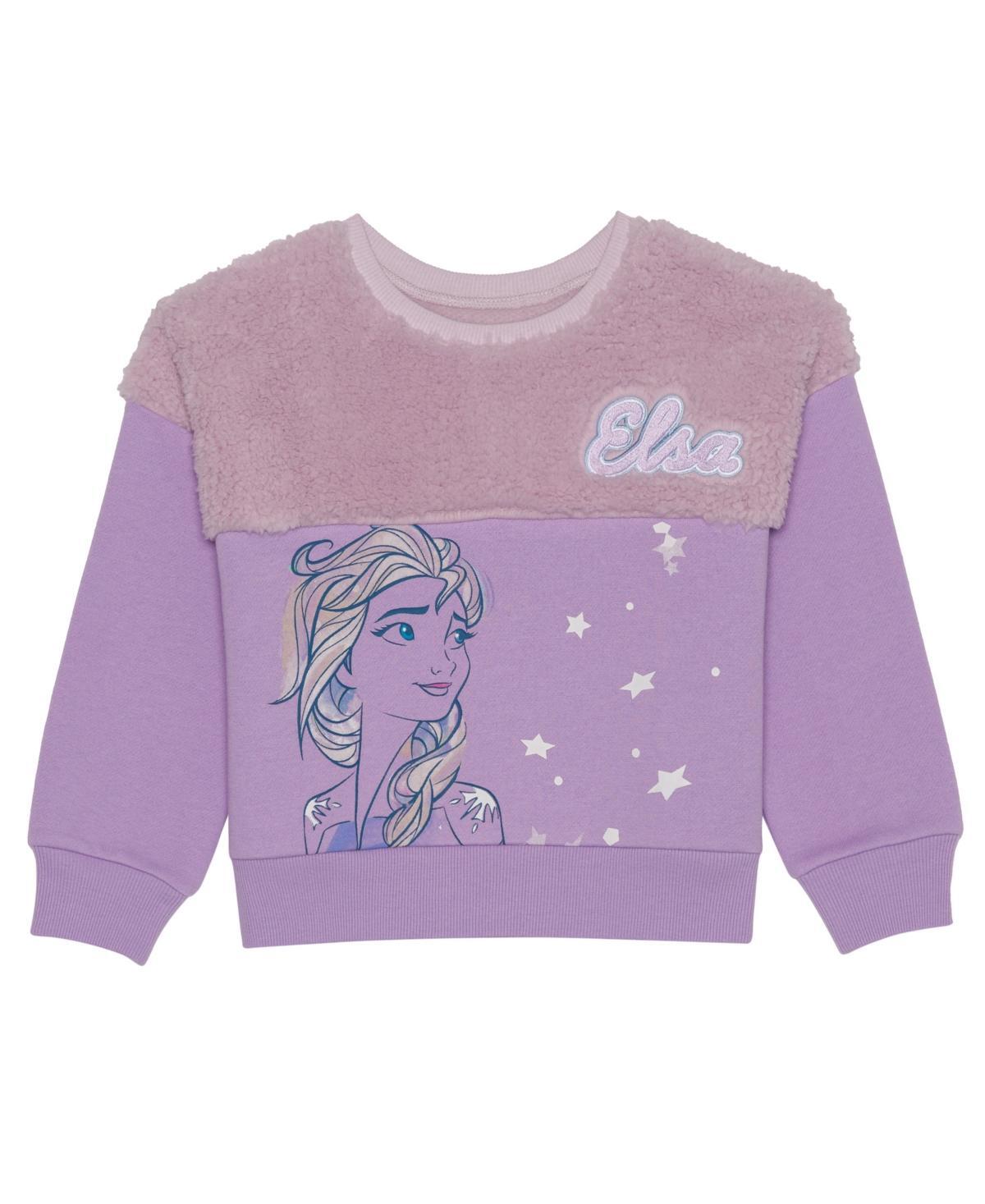 Disney Little Girls Frozen Long Sleeve Sherpa Fleece Pullover Sweatshirt 6