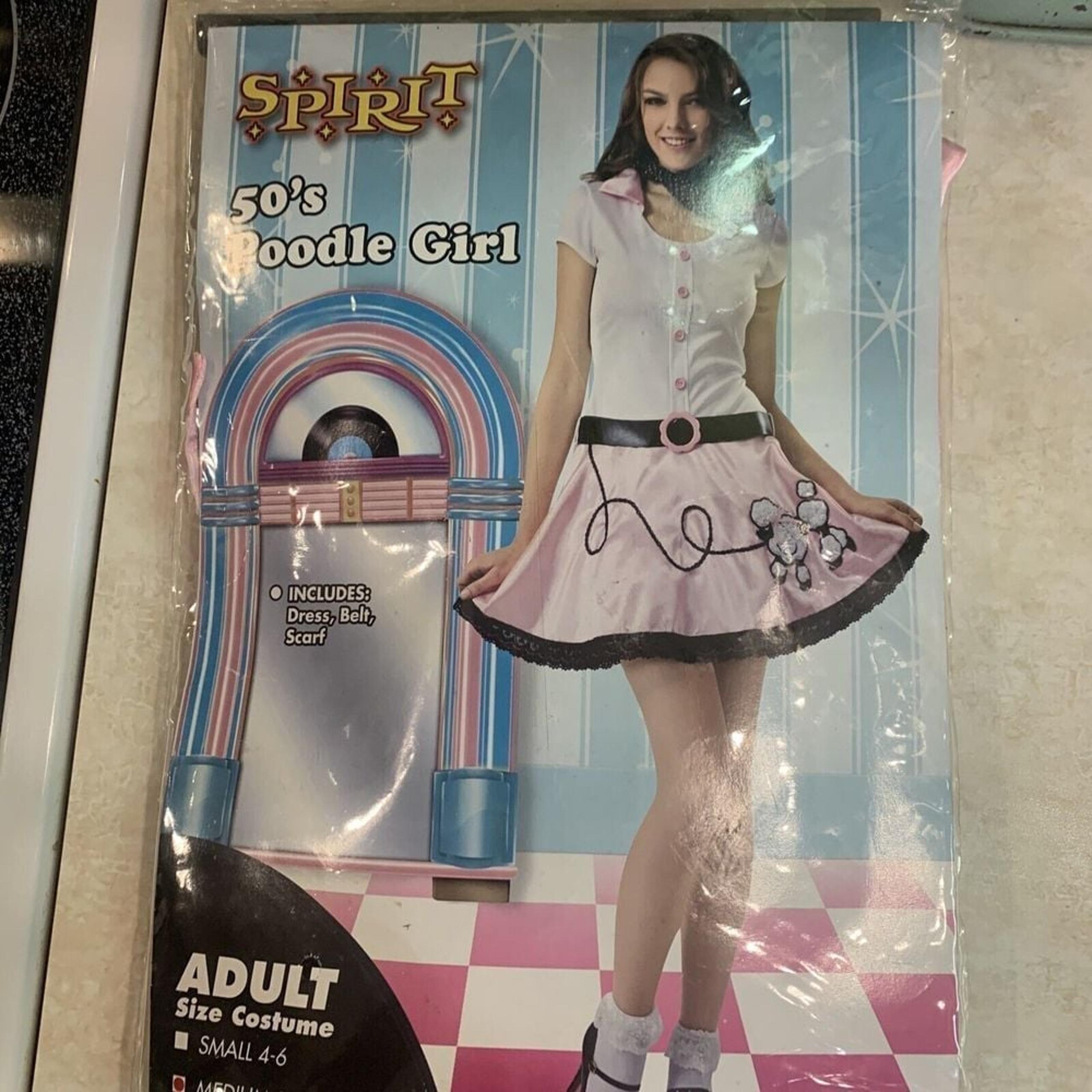 SPIRIT HALLOWEEN Womens Costume 50's Poodle Girl  Sz Med (8-10)