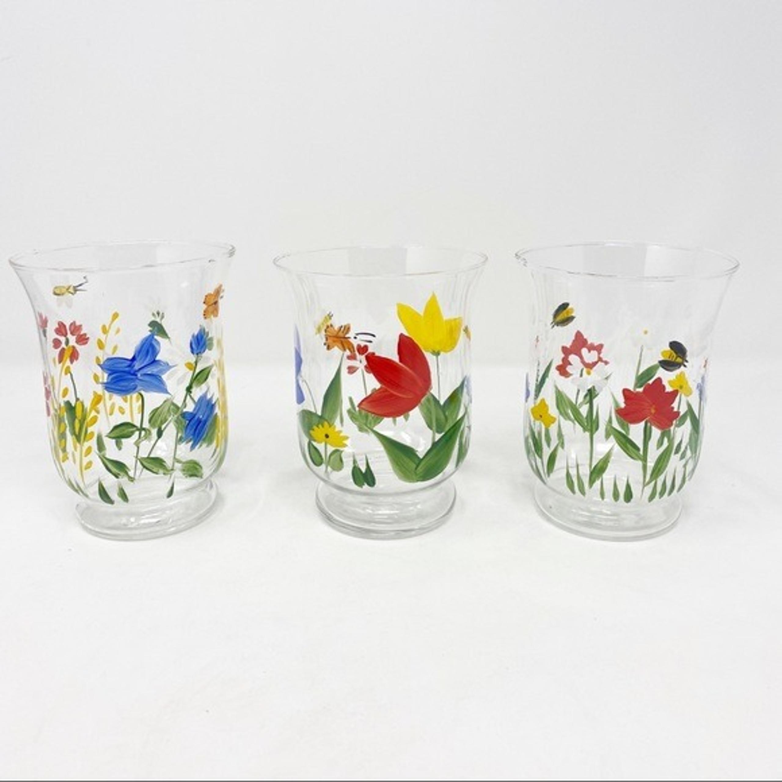 HALLMARK 3 Hand Painted Candle Holder