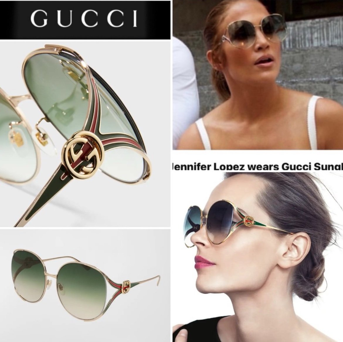 Gucci Oversized Oval GG Sunglasses in Green & Gold 565