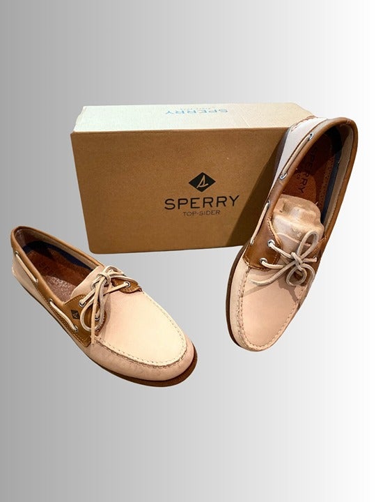 Sperry boat shoes men white/Camel Color