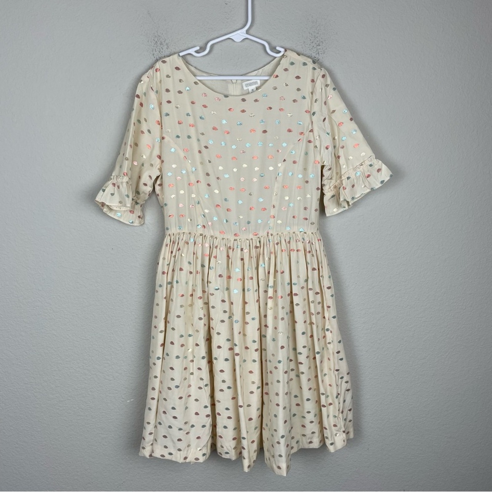 Gymboree Off White Metallic print Short Sleeve Fit & Flare NWT Dress 12
