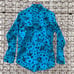 Vintage 90s bright teal black abstract long sleeve western rodeo shirt