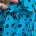 Vintage 90s bright teal black abstract long sleeve western rodeo shirt