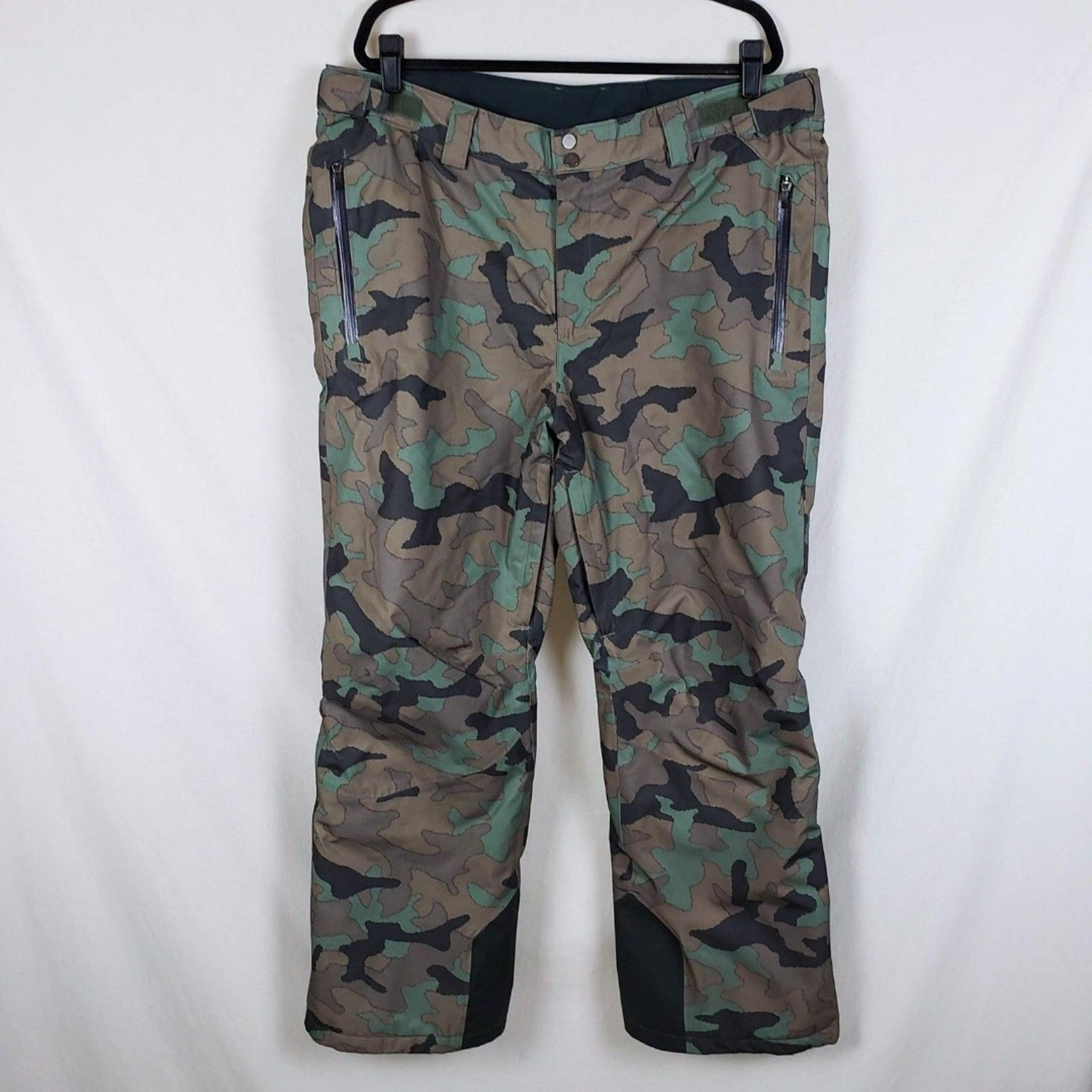 Columbia Snow Pants Green Camo Mens XL Vented Ski Winter Outdoors Omni-Tech