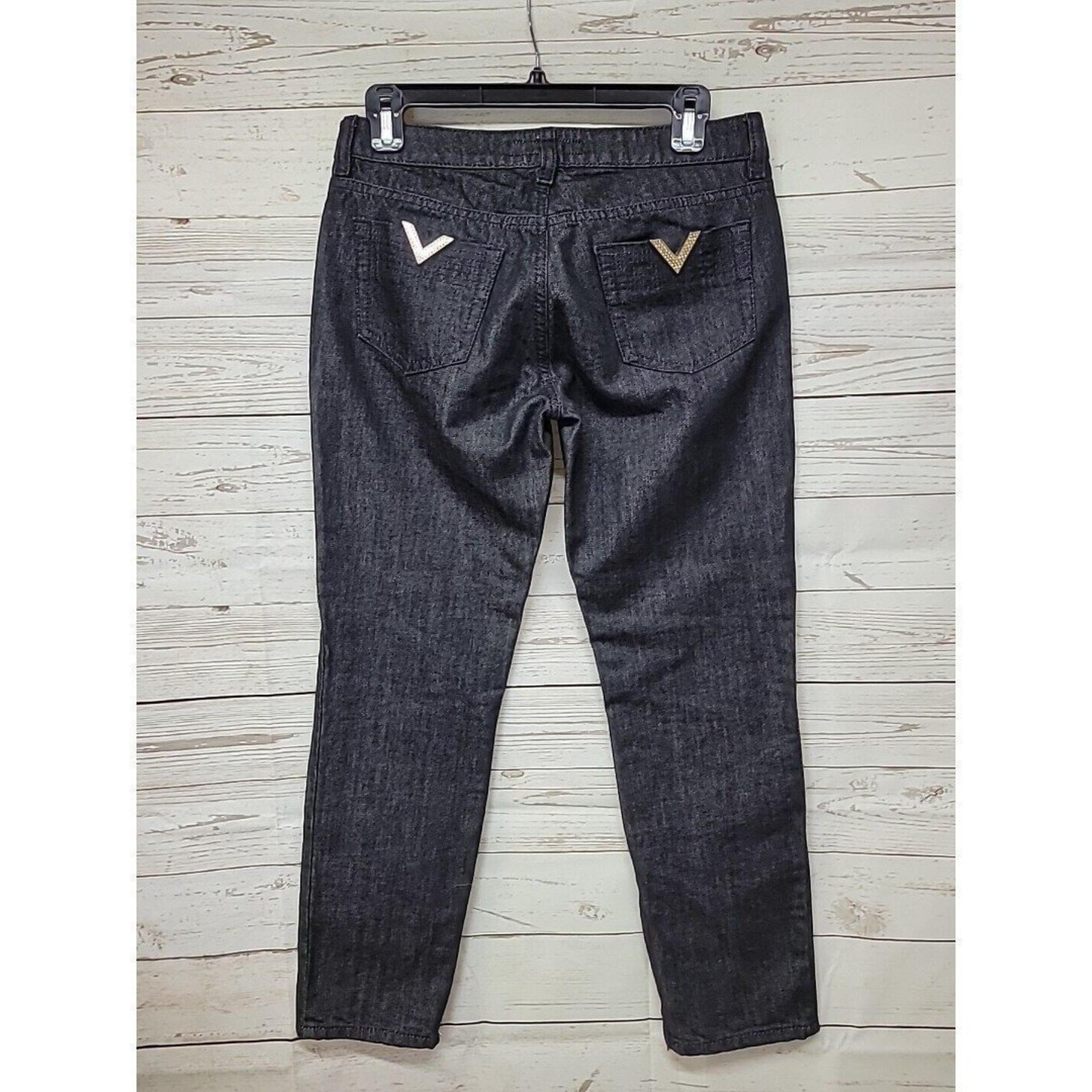RED VALENTINO Black Straight Denim Jeans Size 27 Tunisia Zipper Ankles Low Rise
