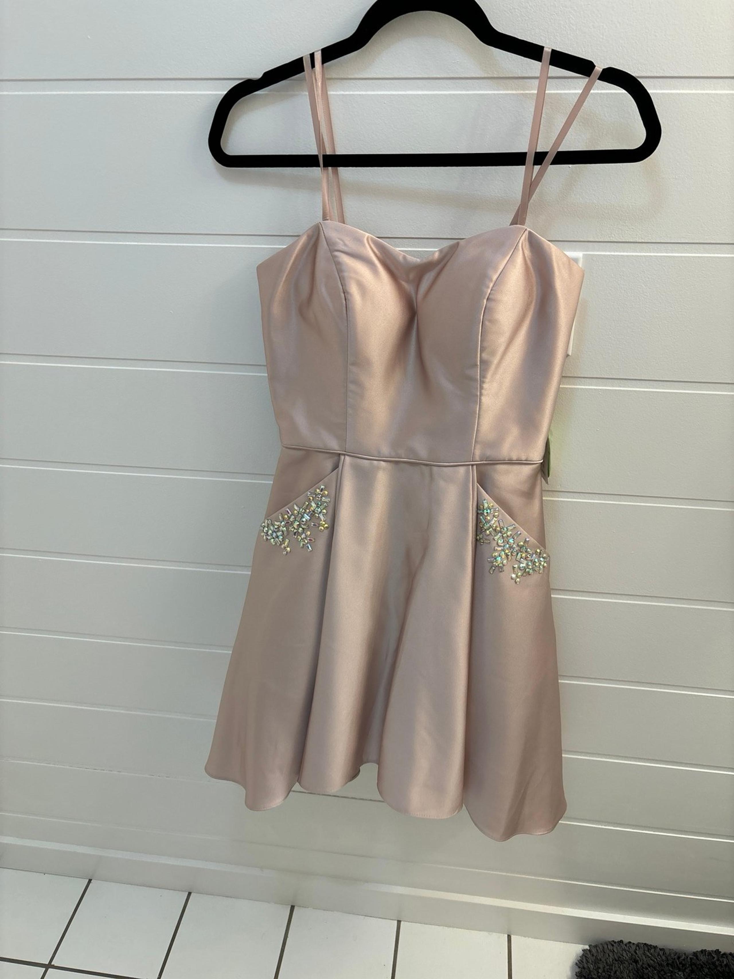 Blondie Strapless Champagne Pink Homecoming Dress