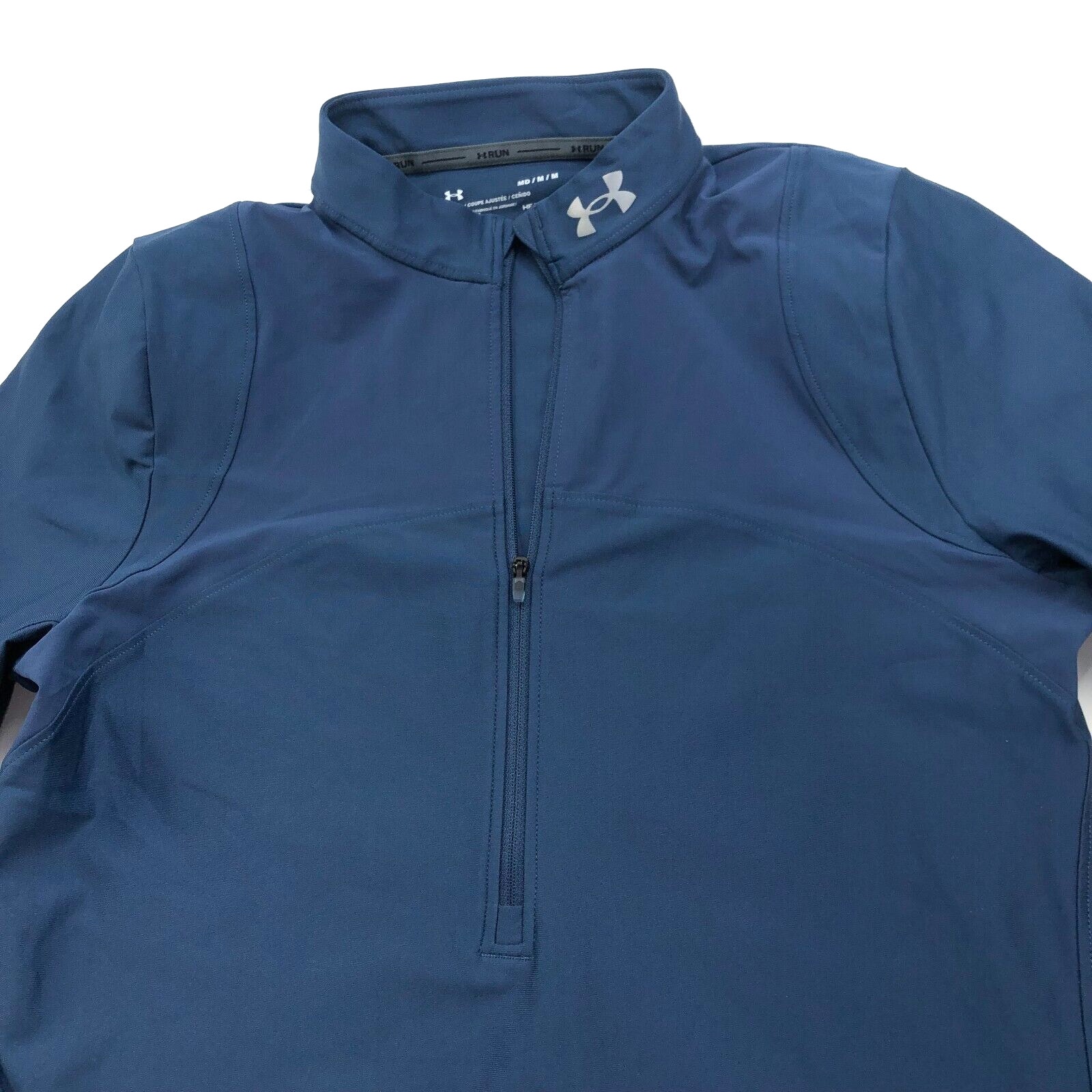 Under Armour Fitted HeatGear Medium Blue 1/4 Zip Long Sleeve Running Pullover