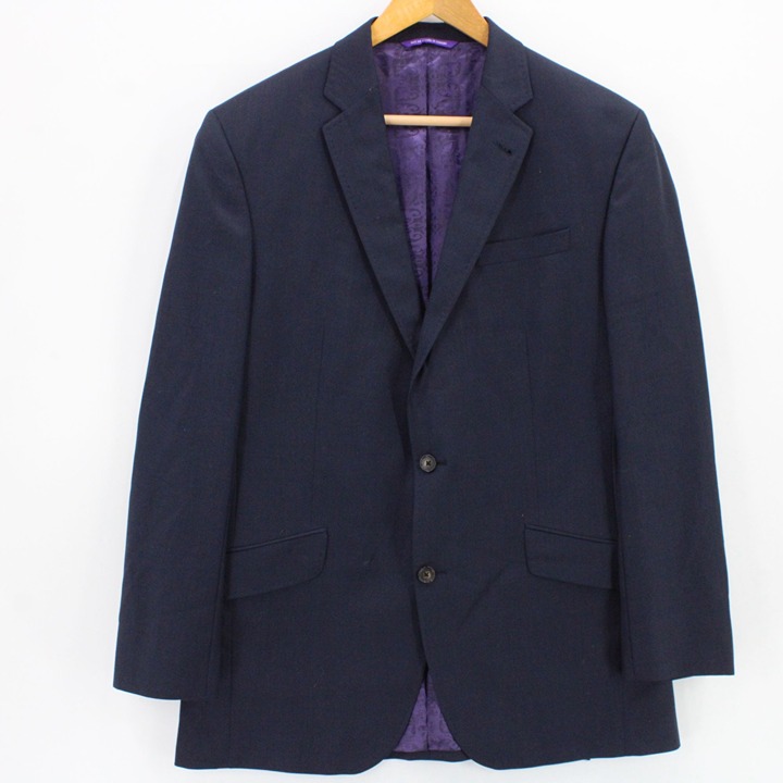 Ted Baker London Endurance Blazer Mens Navy Blue 100% Wool Two Button Front 42L