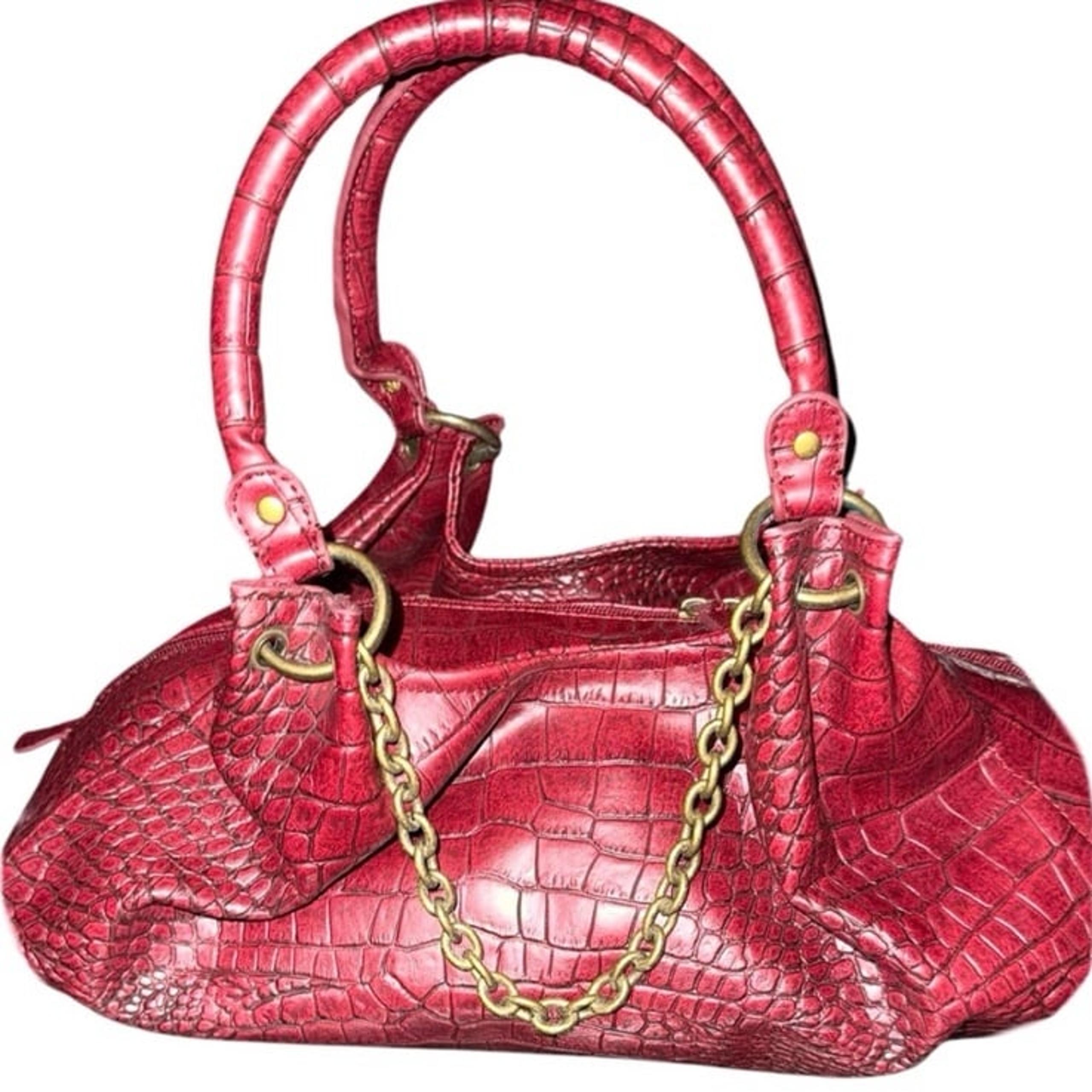 NYC X PERLINA Croc Embossed Leather Shoulder Bag w/Chain Detail - EUC
Roomy, uni
