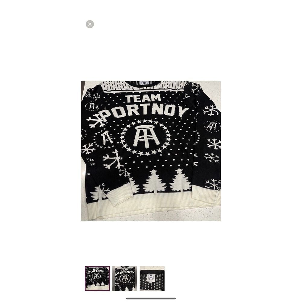Barstool Sports Christmas Holiday Sweater Winter Large Black White Team Portnoy