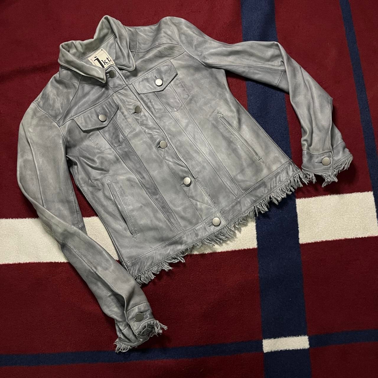 SOLD OUT JKT Alexa Patina Button Up Steel Gray Casual Collared Leather Jacket