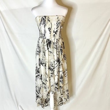 BEBE Strapless High Low Cobra Print Dress