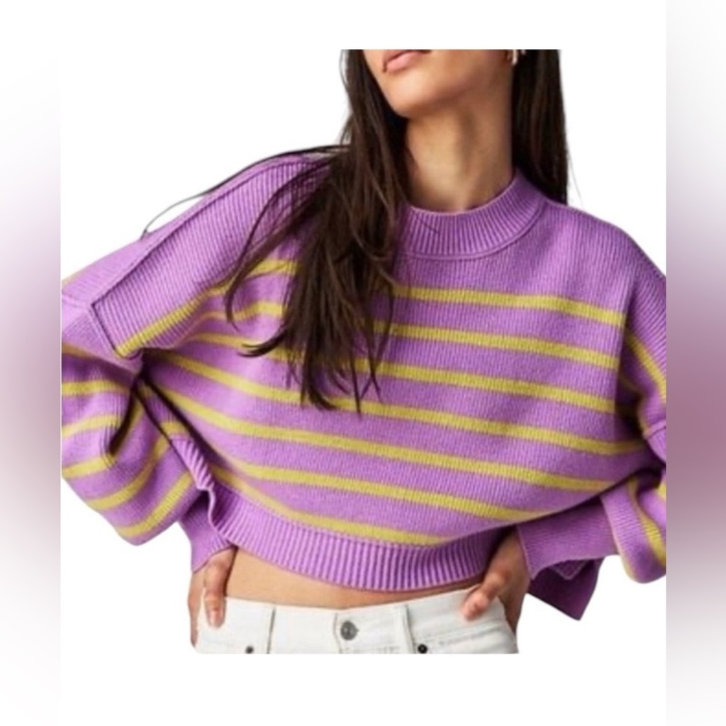 EUC Free People Easy Street Stripe Crop Pullover