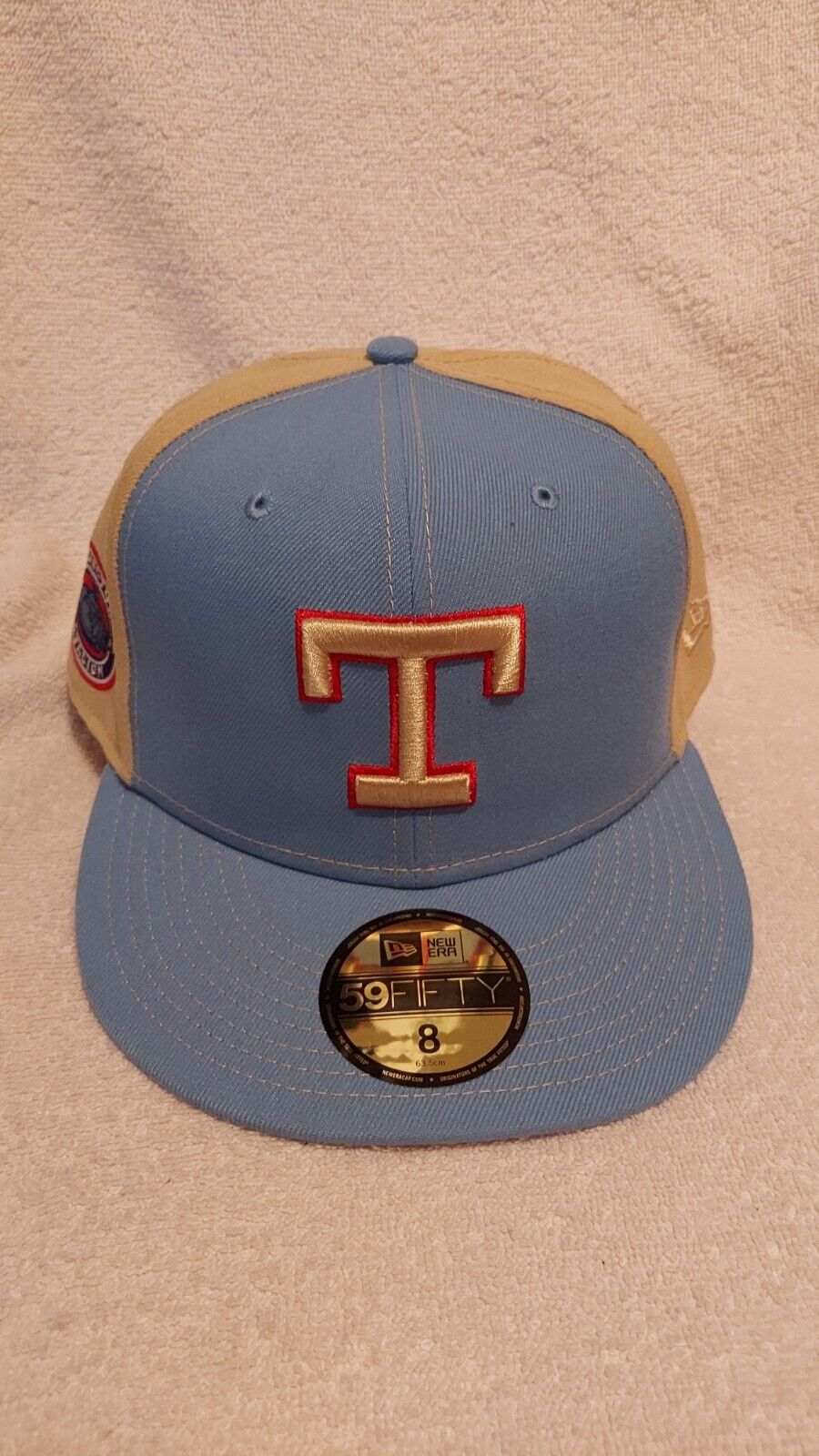 New Era Texas Rangers 59FIFTY Fitted Hat Cap 8 Arlington Stadium Side Patch