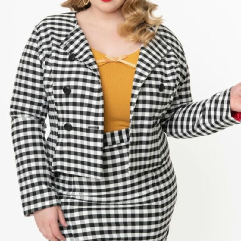 Collectif Retro Style Gingham Lorinna Double Breasted Jacket Blazer