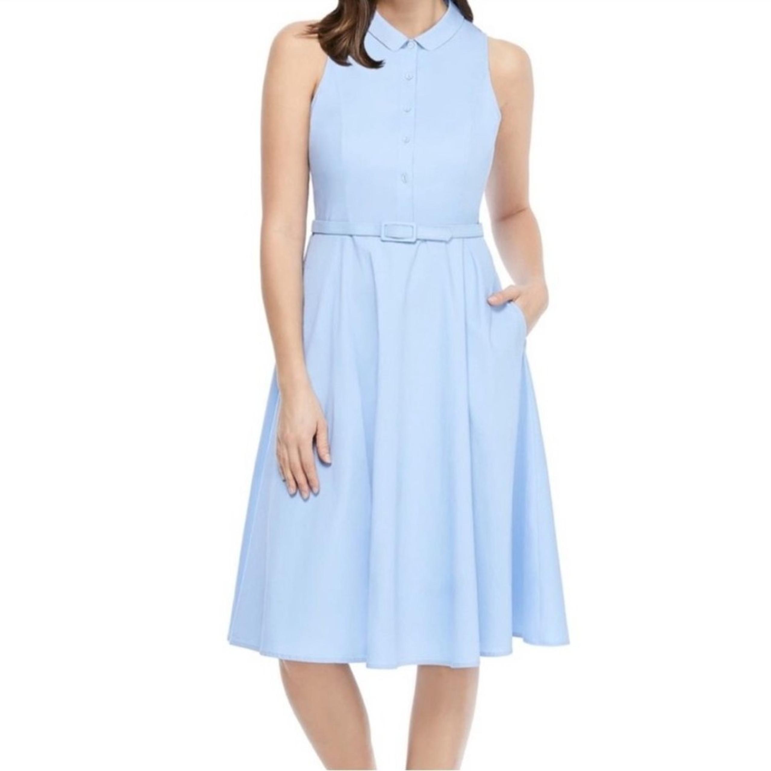 Gal Meets Glam Collection Rose Belted Waist Sleeveless Midi Dress size 6