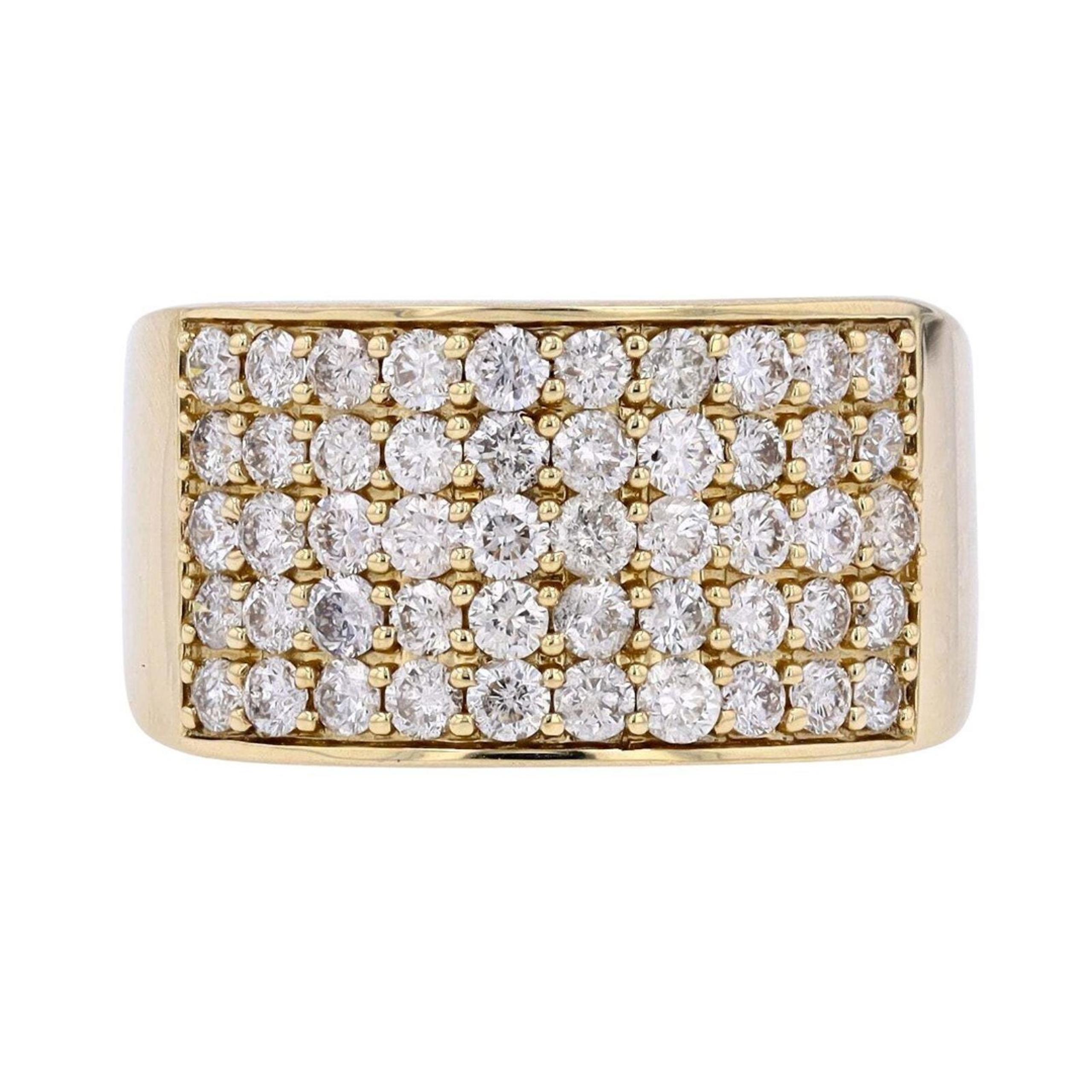 2.00 CT 10K Yellow Gold Mens Natural Diamond Five Row Ring Size 10