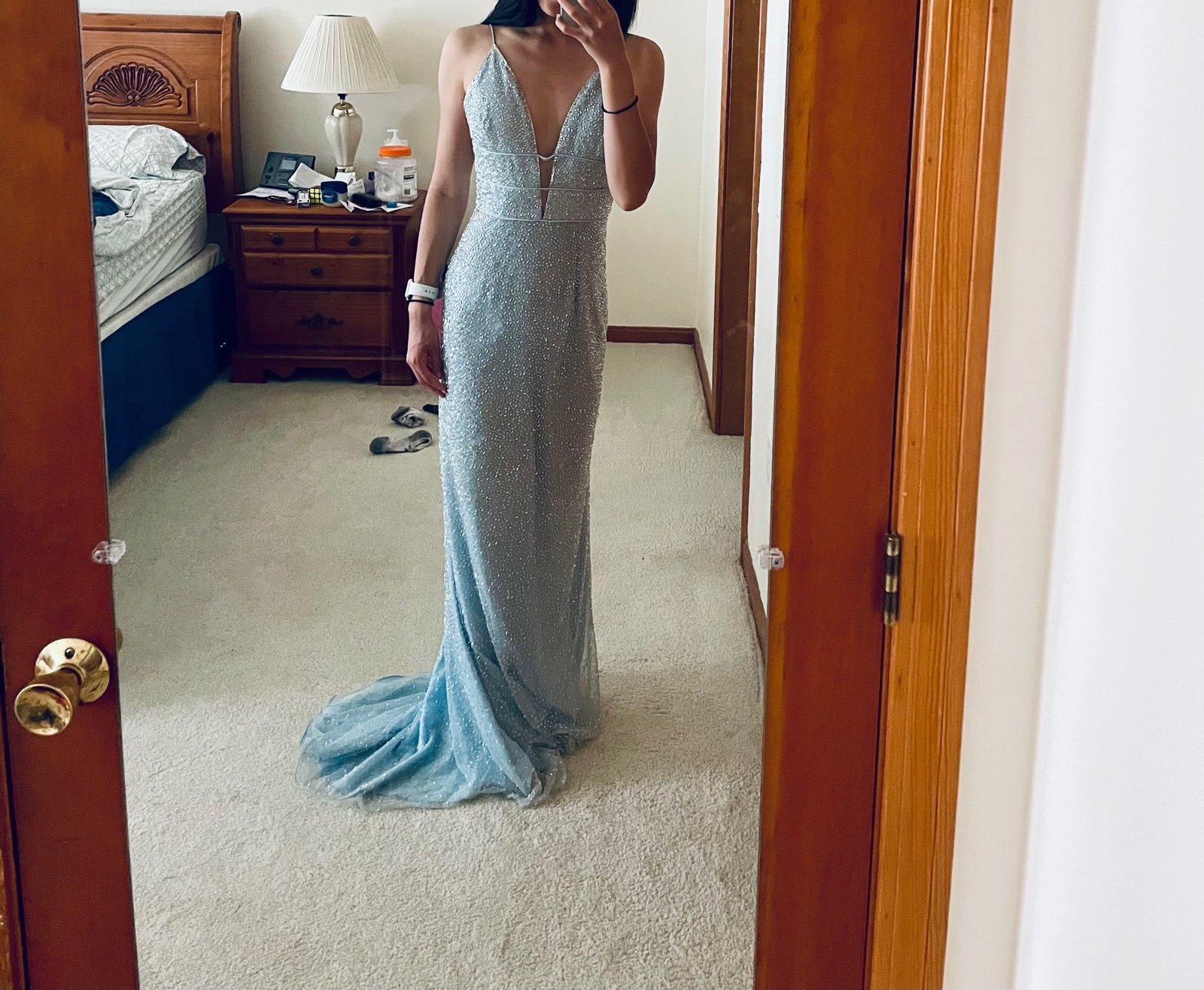 Stunning light blue Sherri Hill Prom Dress (52689)