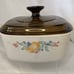 CorningWare~Beige Abundance 1.5 LT Fruit Casserole Baking Dish w/ Pyrex Lid