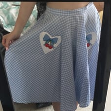 Hell Bunny Blue Gingham Cherry Skirt