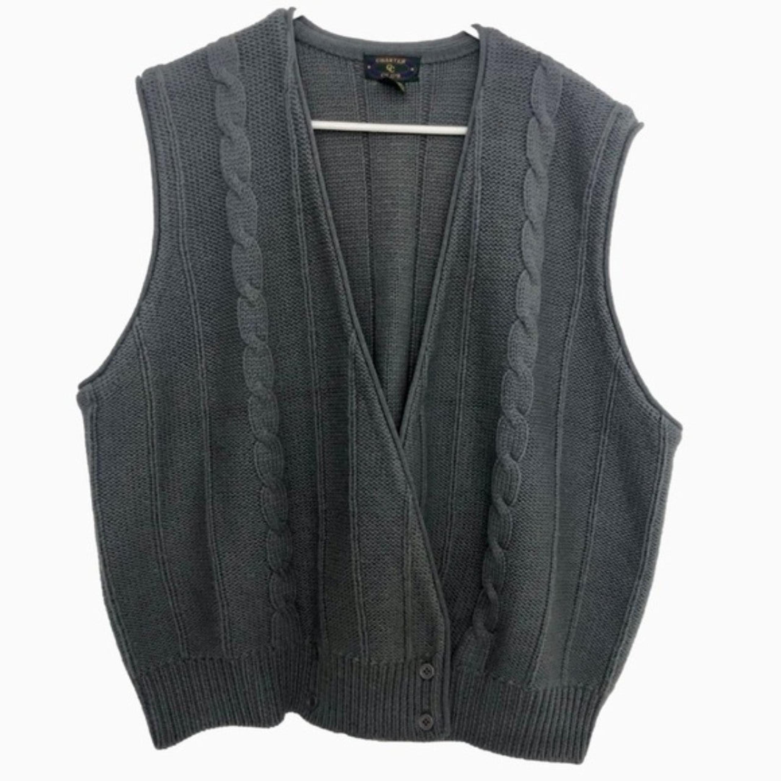 Charter Club Men's Wool Vest Button Cross Over Grandpa Size 42 Grey