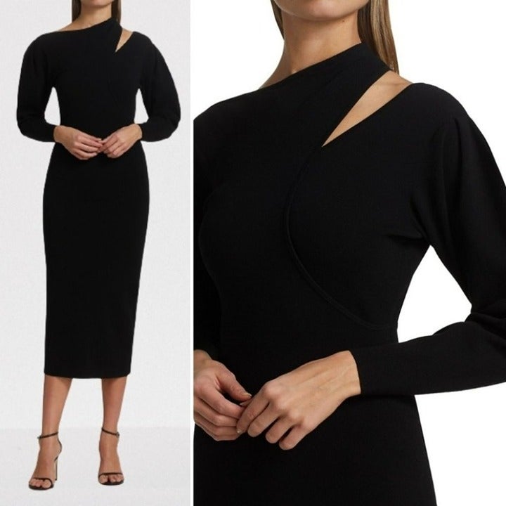 NWT! A.L.C Addison Cutout Black Midi Dress Size Medium