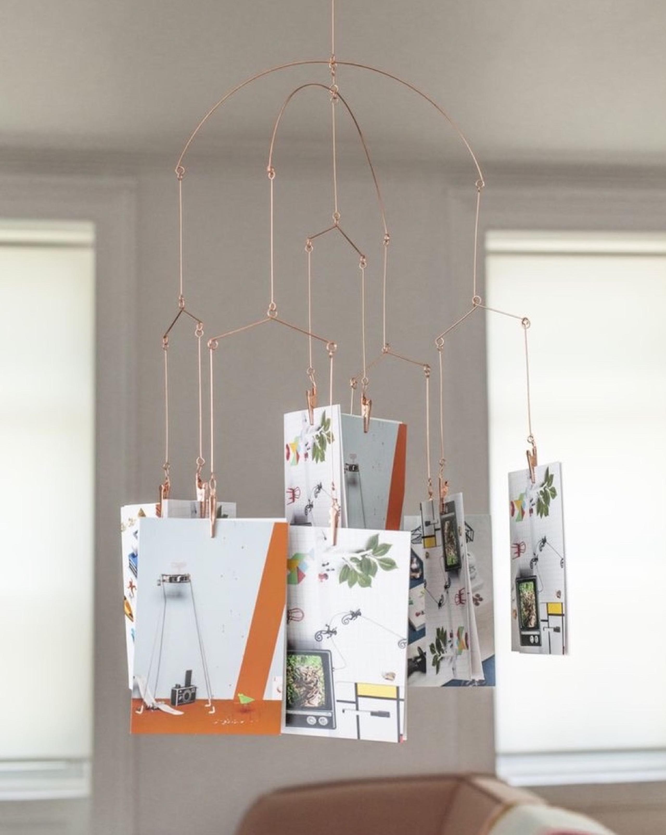 Copper hanging photograph mobile