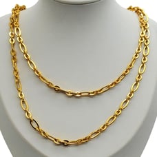 Bellezza Gold Tone Necklace Italy Oval Link Chain Vintage 33 Long Jewelry