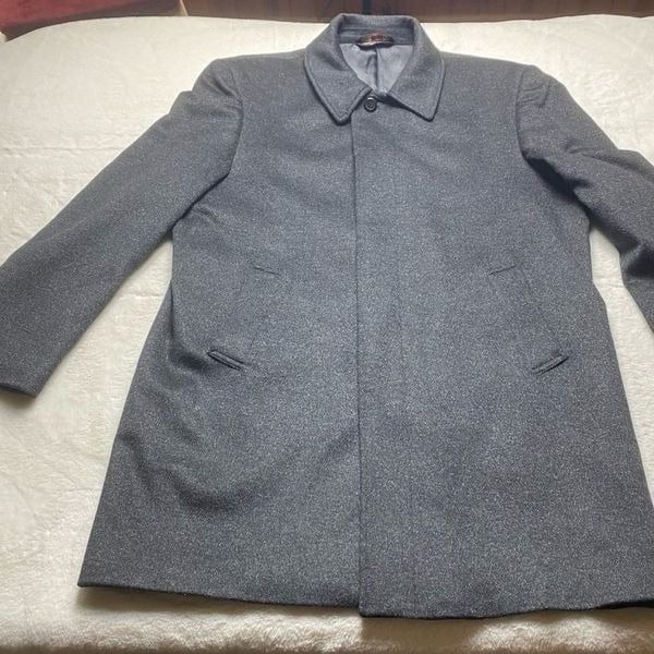 Pronto Moda Black Cashmere Blend Trench Coat Size 42R