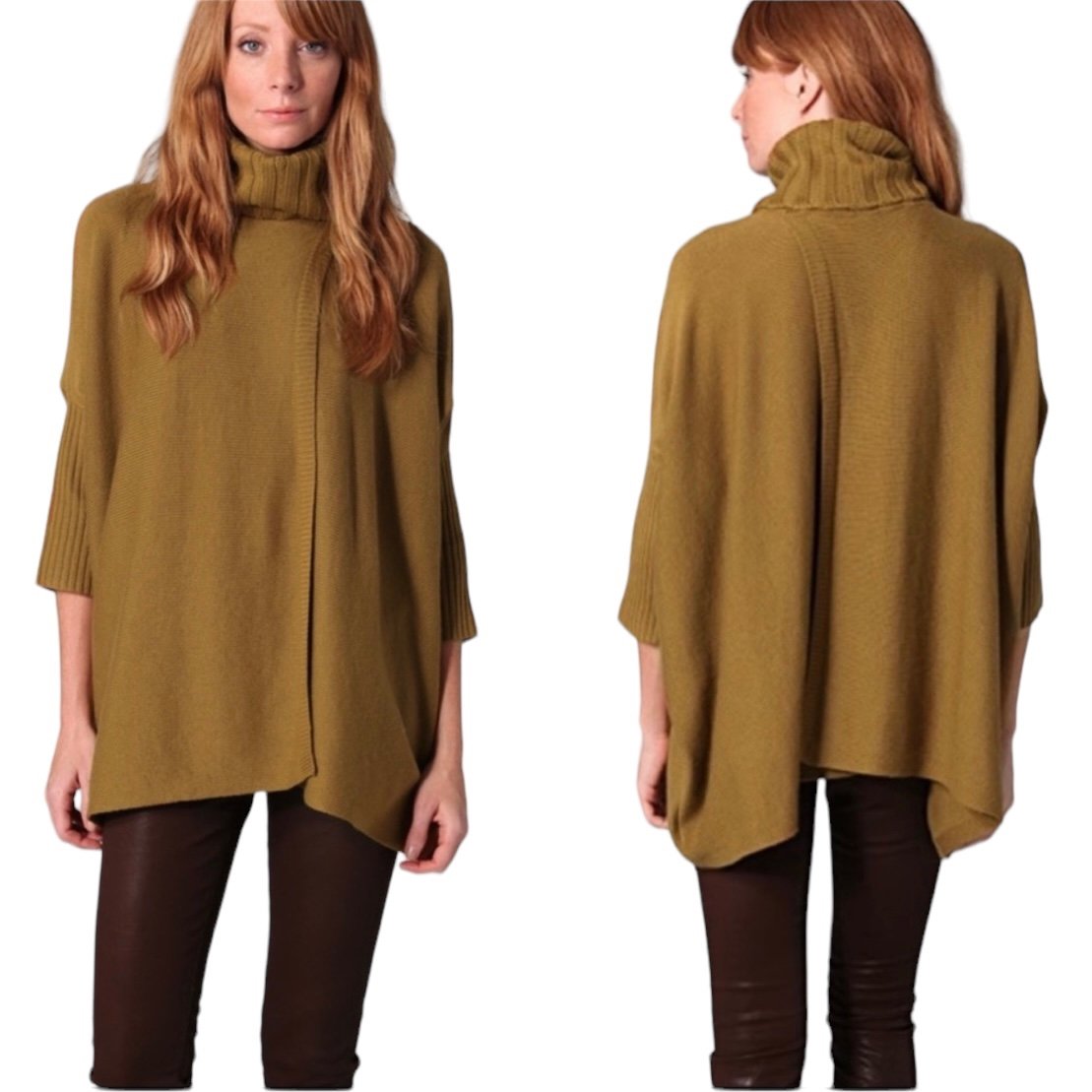Diane Von Furstenberg Wool Cashmere Turtleneck Sweater Size S Brown Cognac