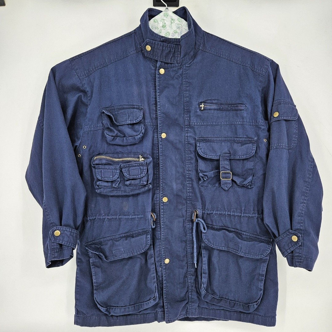 Vintage Native Habitat Planet Earth Jacket Mens Large Safari Blue Lined L