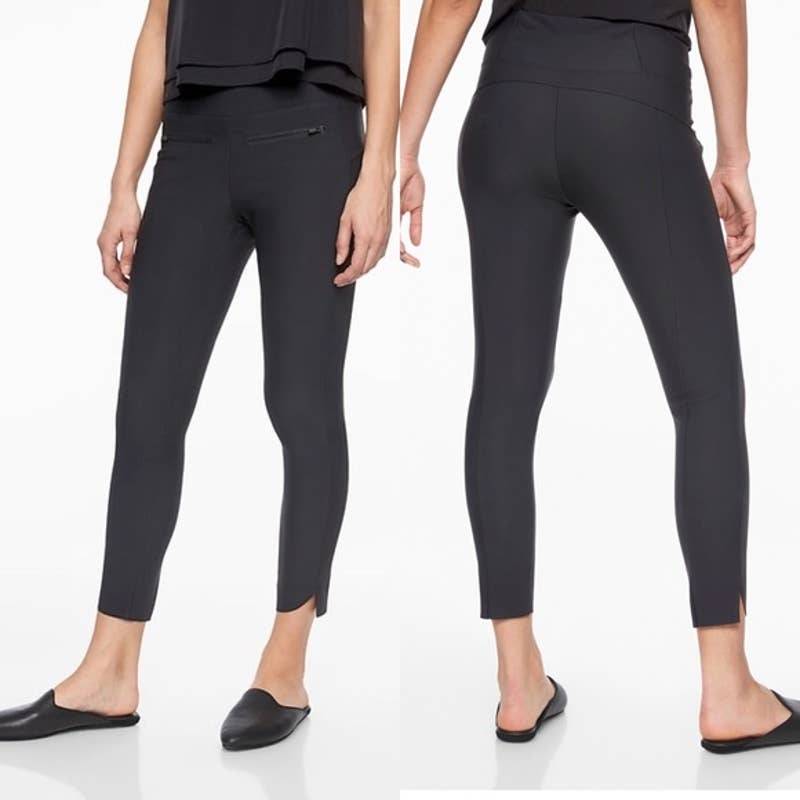 Athleta Black Front-Zip Stellar Crop Pants S