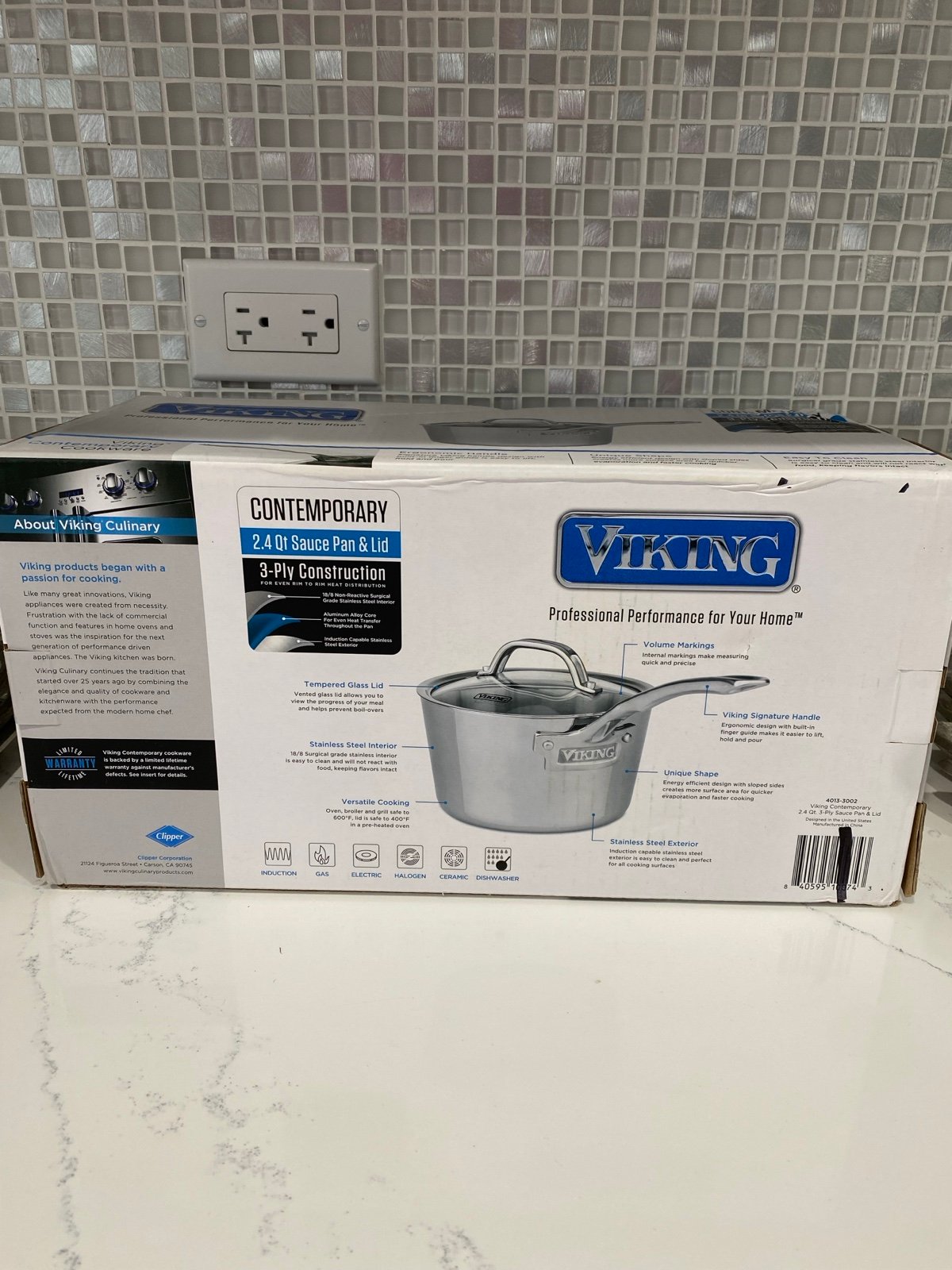 Viking 3-Ply Stainless Steel 1.5 qt Sauce Pan with Glass Lid, Cookware Kitchen