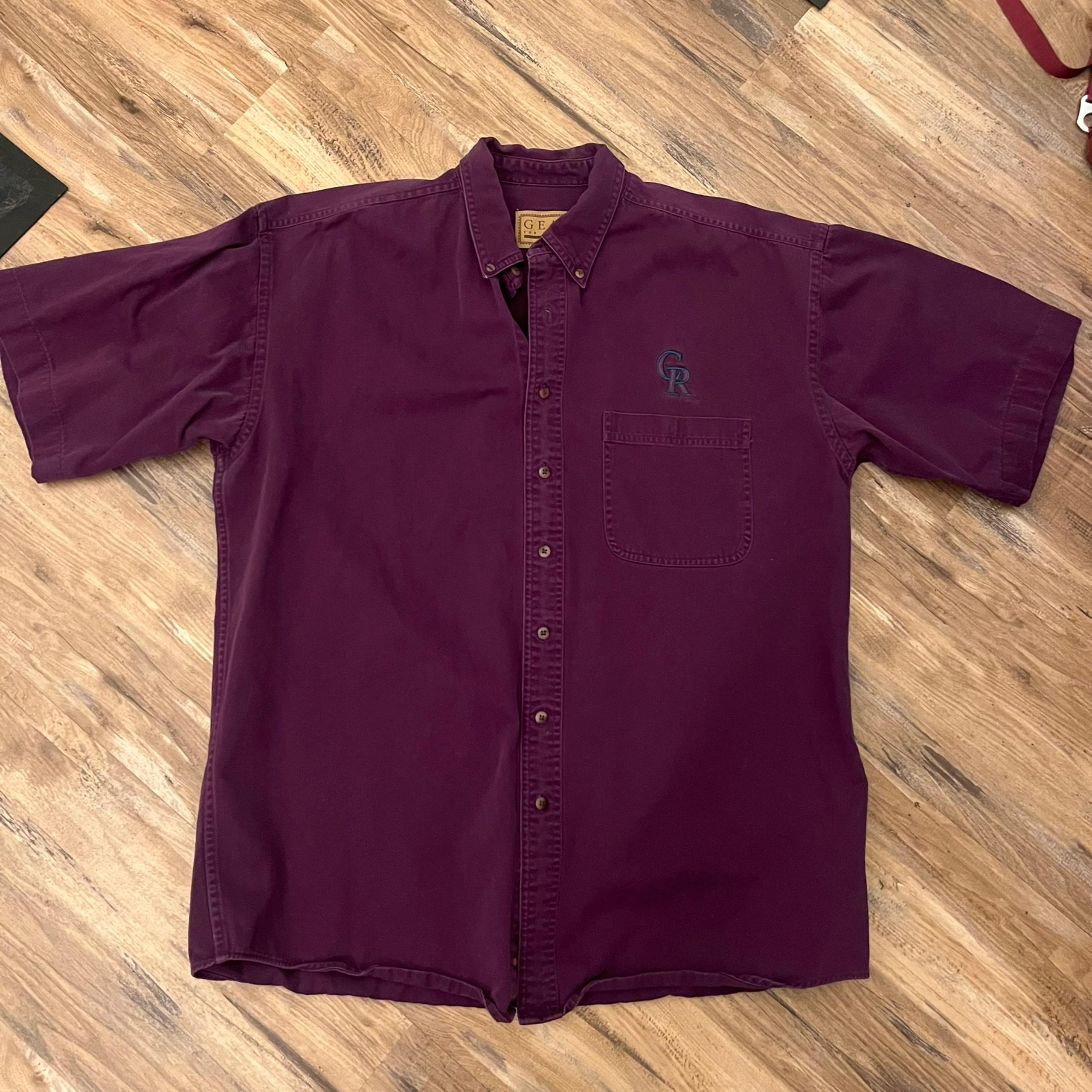 Mens vintage 90s gear for sports Colorado Rockies canvas button up shirt sz L