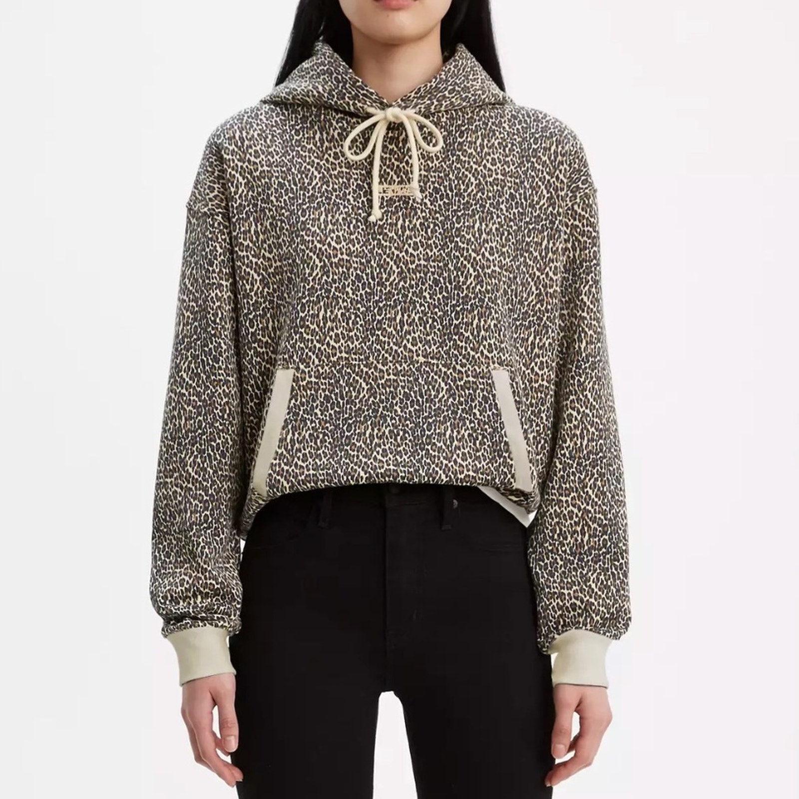 Levi's Leopard Print Unbasic Hoodie Pullover Oversized Womens Size Small