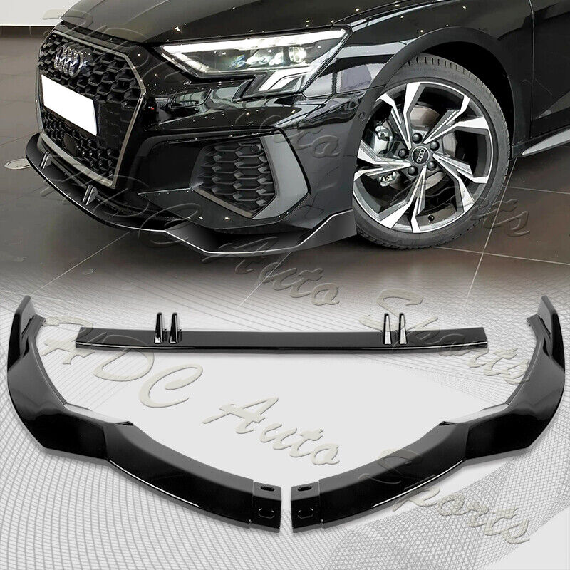 For 2022-2023 Audi S3 STP-Style Painted Black Front Bumper Splitter Spoiler Lip