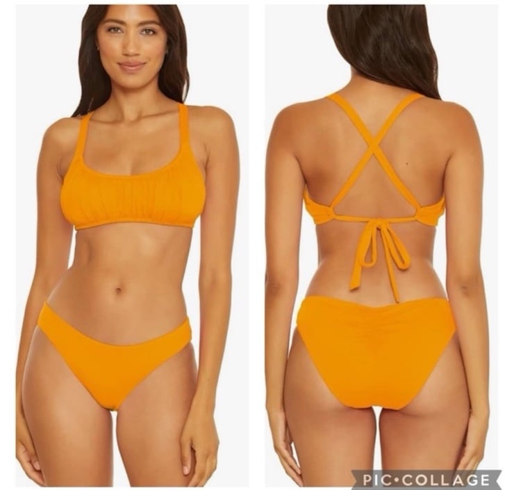 BECCA Santorini Ophelia Shirred Scoop Bralette & Adela Hipster Bottom, S