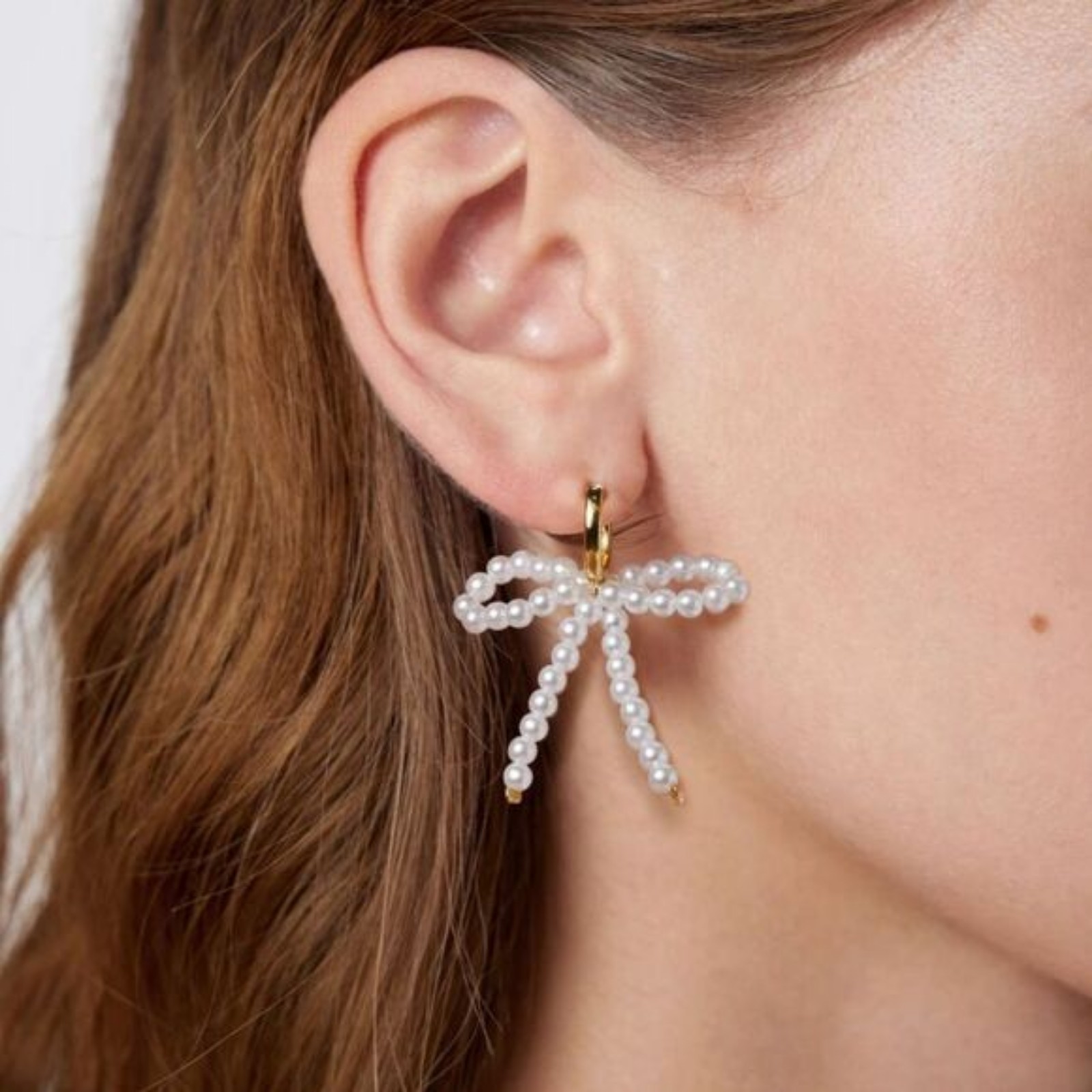 Anthropologie Pearl Bow Earrings